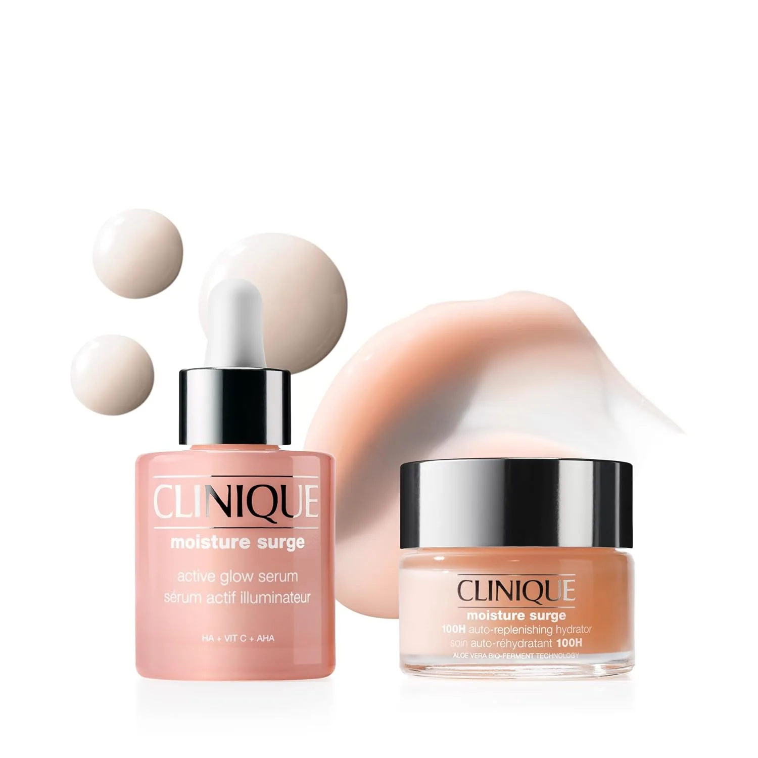 Набор Clinique — Moisture Surge Duo - Сыворотка Moisture Surge Active Glow Serum + Увлажняющий крем для лица без масла с автовосстановлением в