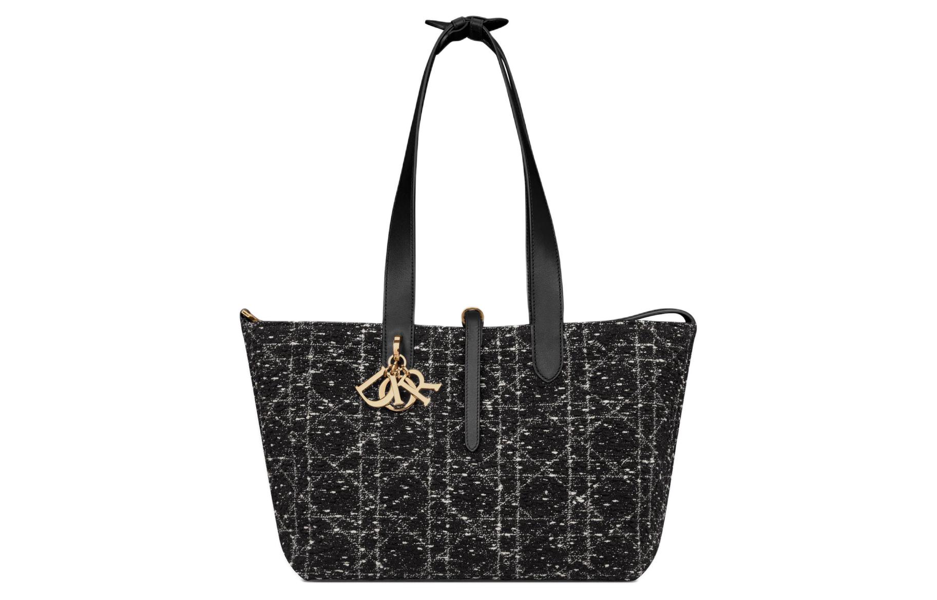 DIOR Сумка Toujours Tweed с вышивкой, женская средняя наплечная, черная — фото 3