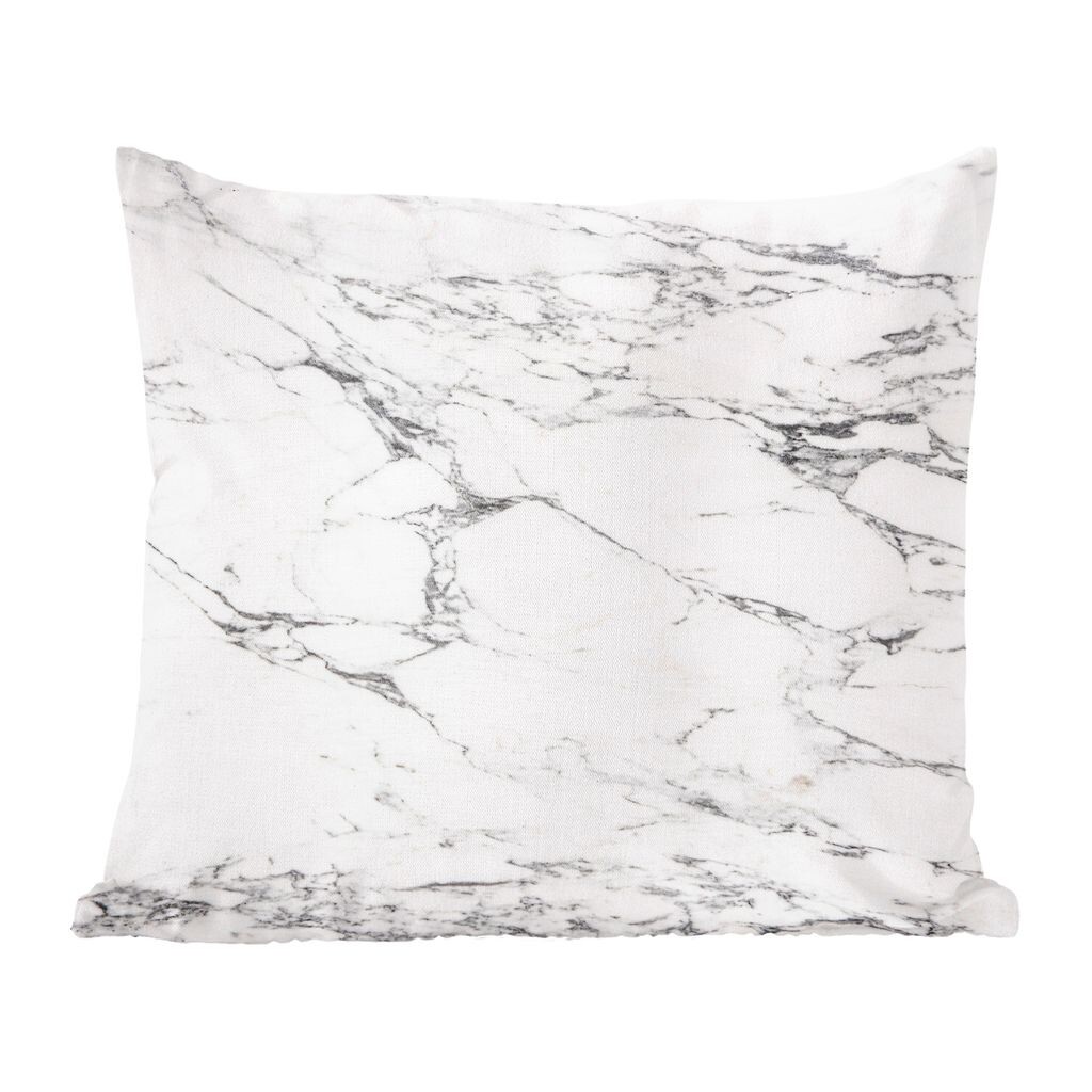 

Декоративная подушка MuchoWow, подушка для дивана, декоративная подушка для гостиной, 50 x 50 см, черные узоры сквозь белый мрамор - чехлы на подушки - украшение - спальня