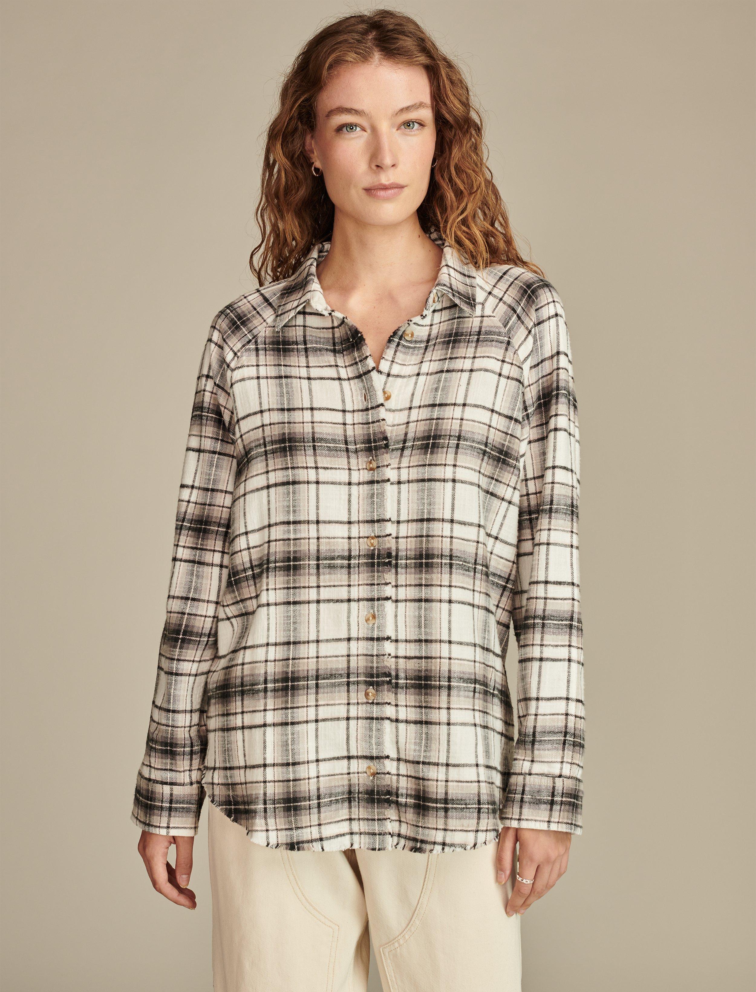 

Женская туника Lucky Brand, клетчатая рубашка, черный