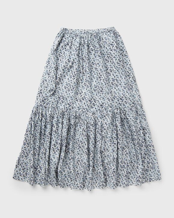 

Юбка Ganni Printed Cotton Maxi Flounce Skirt, цвет glacier lake