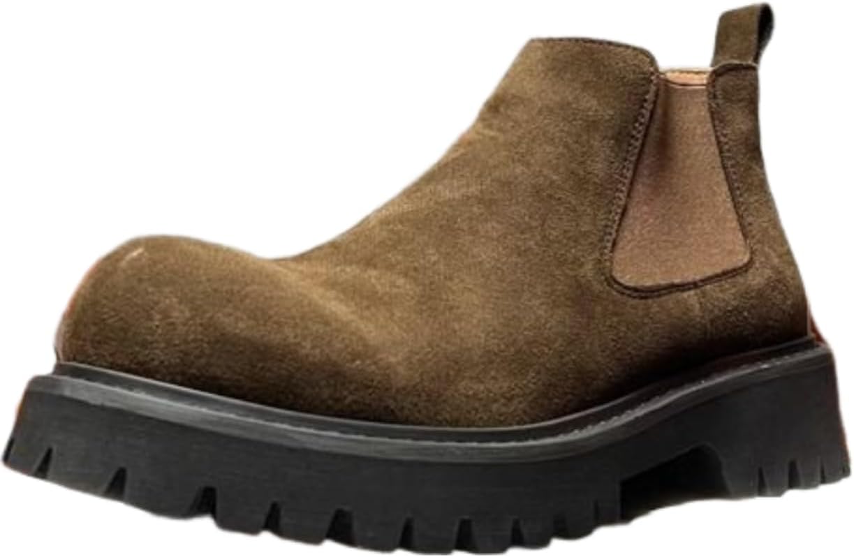 

Мужские ботинки Chelsea Breathe с модной толстой подошвой, удобные замшевые ботинки на высокой подошве, подходящие для повседневного и официального стиля Lexamen, коричневый