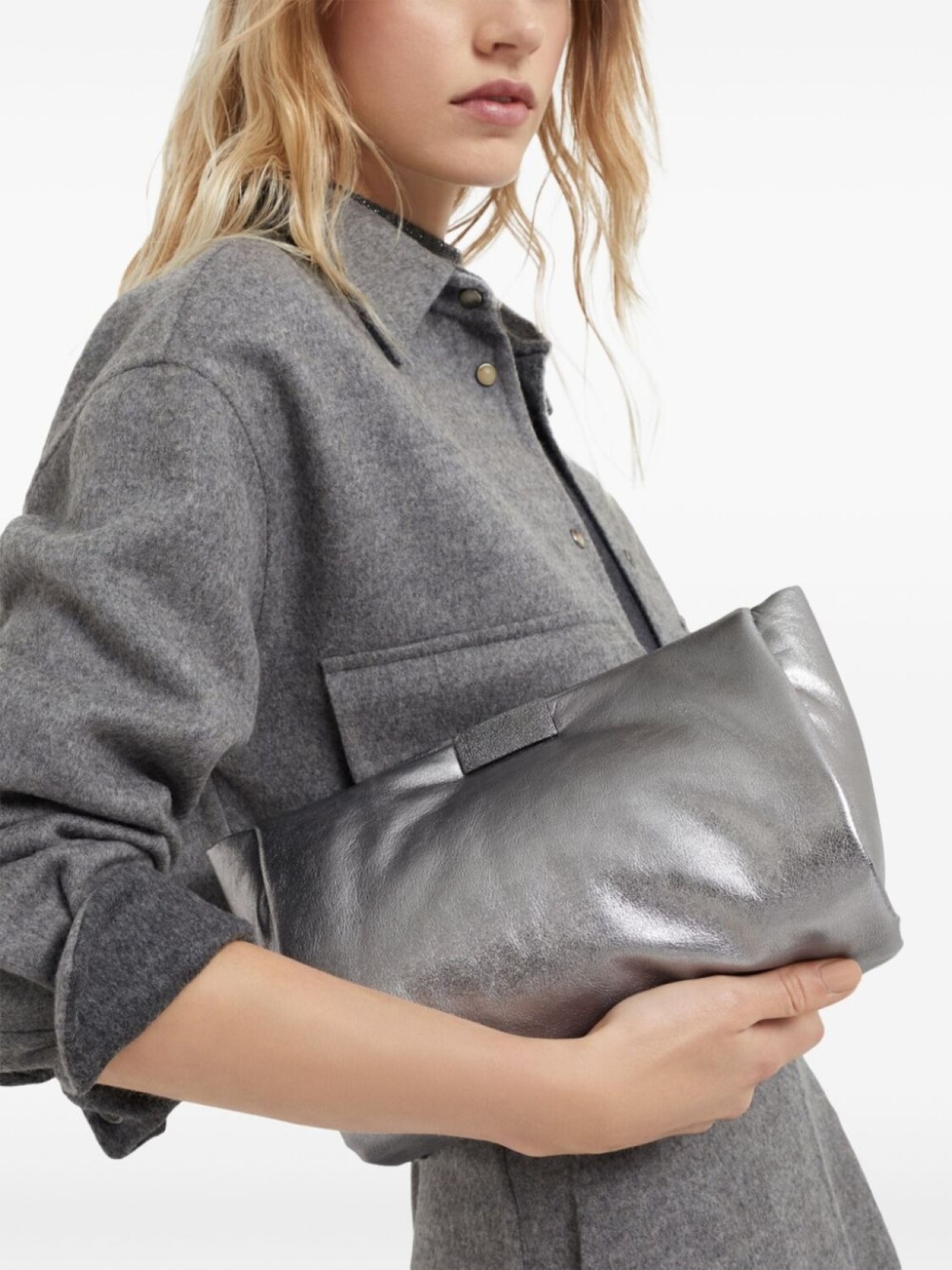 

Brunello Cucinelli клатч Lamé, серебристый
