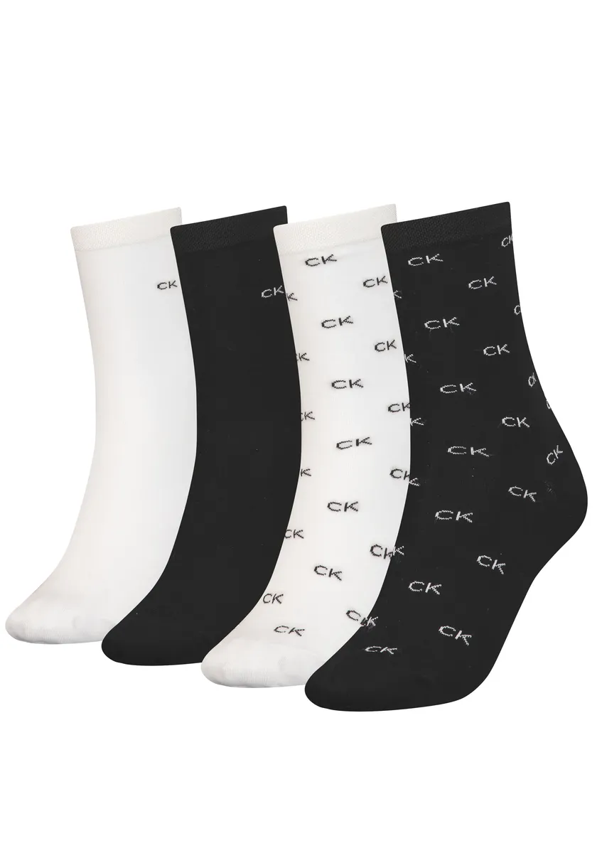 

Носки Calvin Klein (4 шт.) с изящным выплетенным логотипом, черный