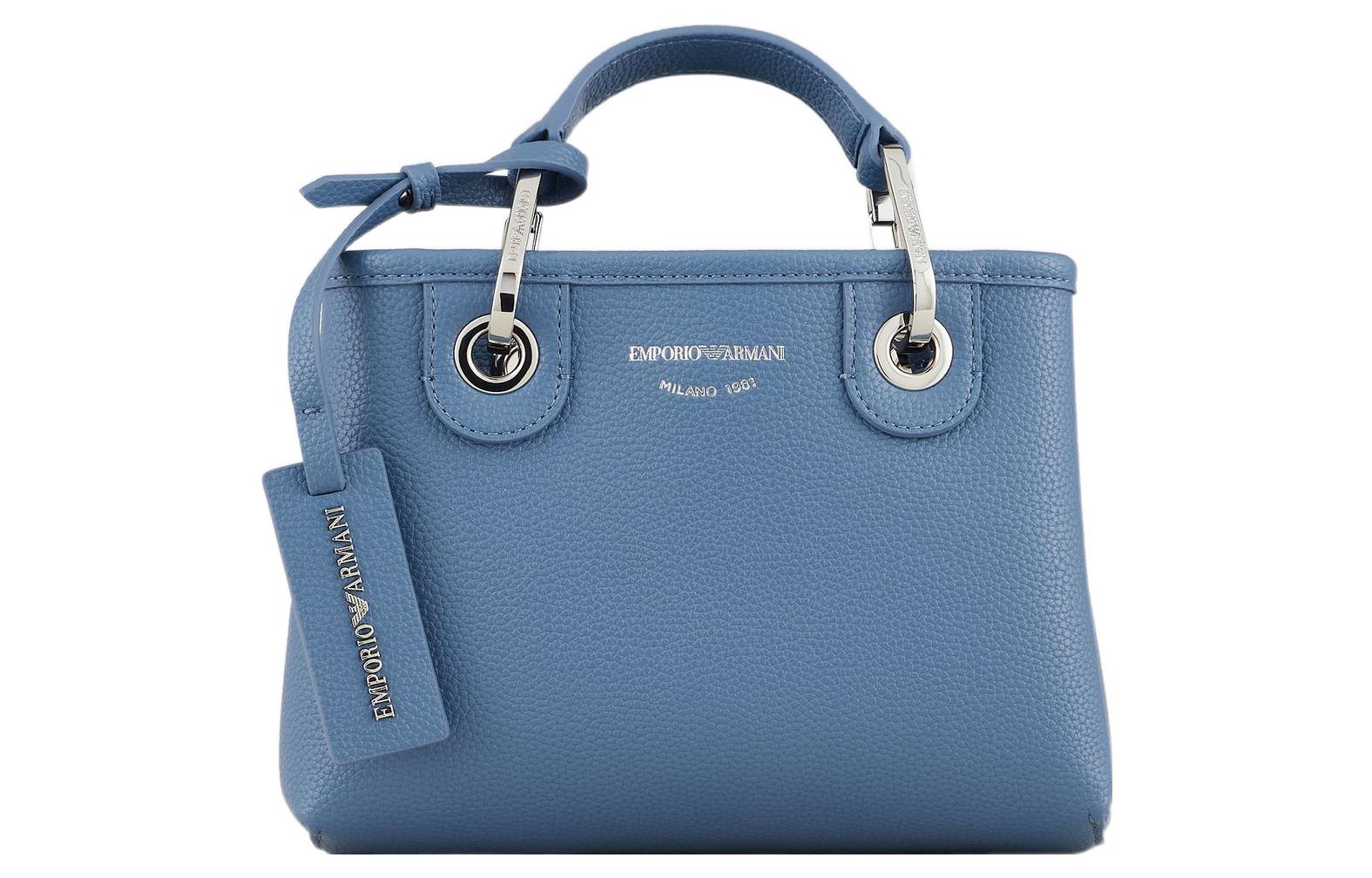 

EMPORIO ARMANI Женская миниатюрная синяя сумка через плечо из ткани с зернистым покрытием