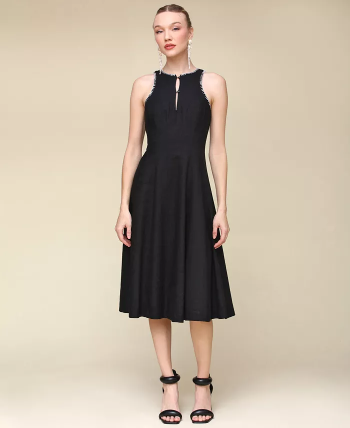 

Женское платье-клеш с запахом и вставными панелями Panelled Halter Swing Dress Avec Les Filles, черный