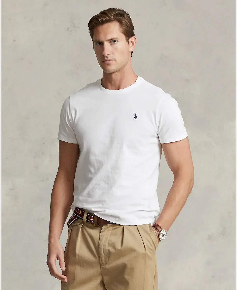 Мужская хлопковая футболка с вышитым логотипом Polo Ralph Lauren, белый