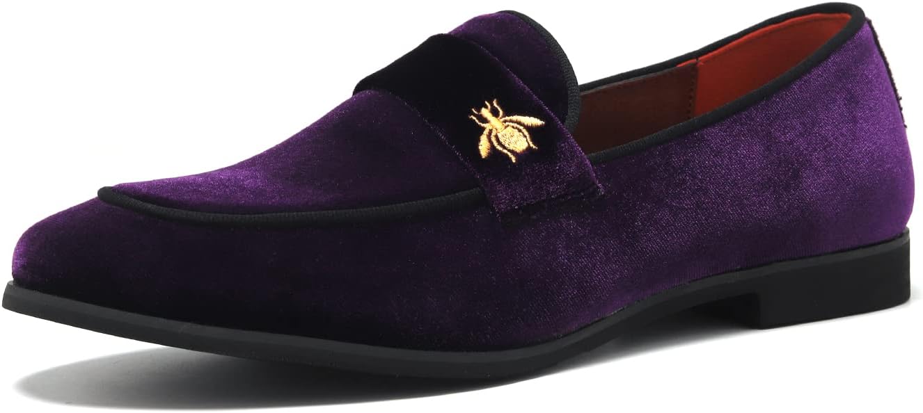 

Мужские роскошные бархатные лоферы с отделкой под пенни FLQL, обувь для вечеринок и танцев, замшевые свадебные туфли, размеры 7-13, пурпурный