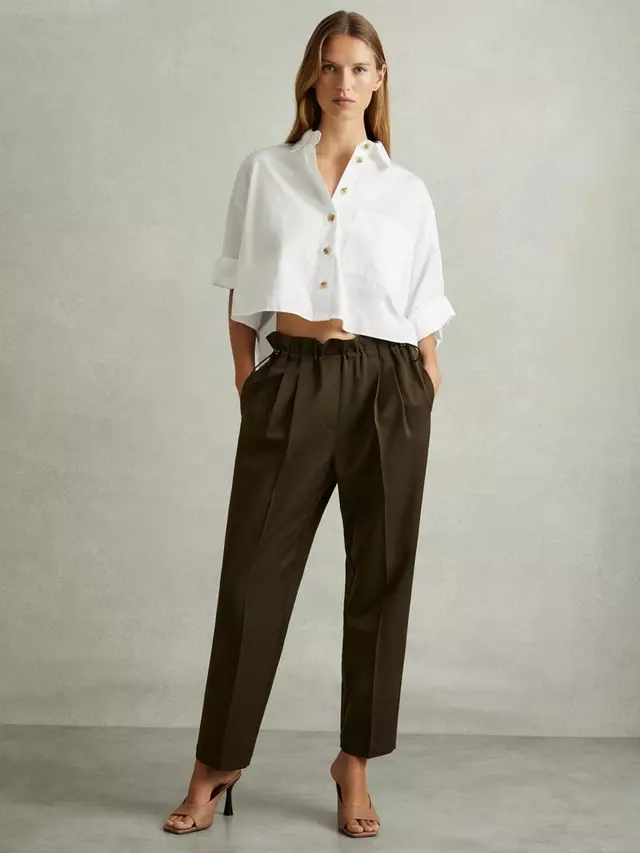 

Рубашка Reiss Solene Cropped Cotton, белый