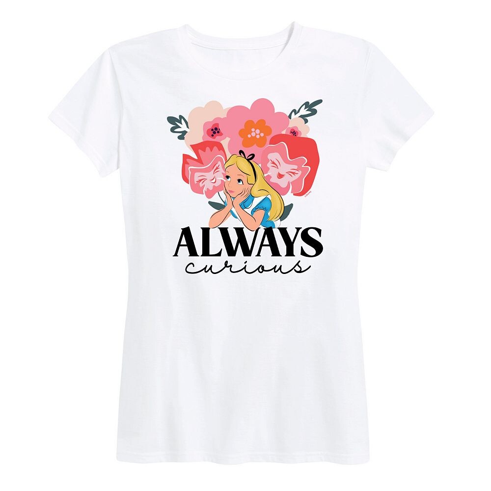 

Женская футболка с рисунком «Всегда любопытно» Disney's «Алиса в стране чудес», белый