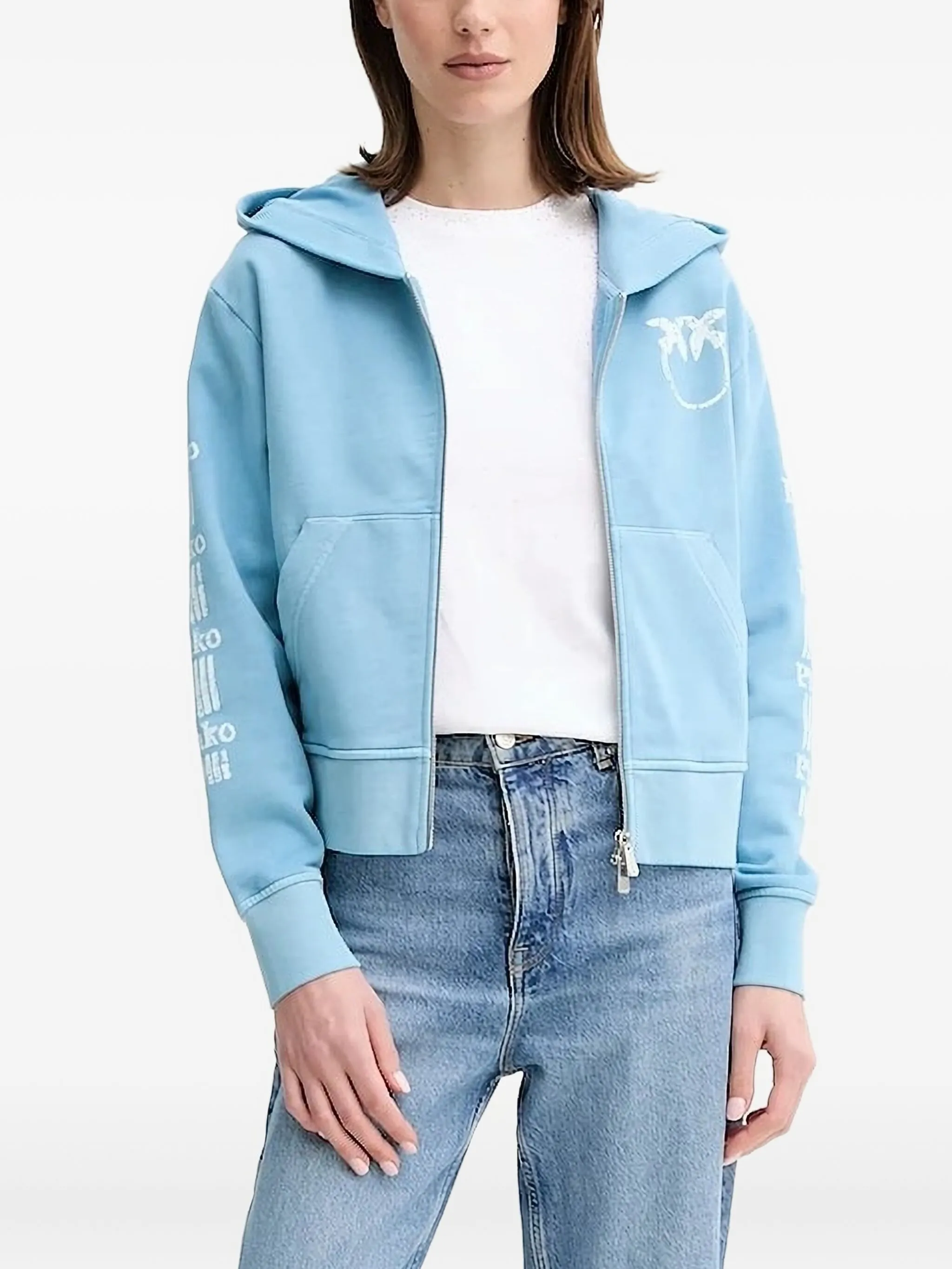 

Худи на молнии с логотипом Pinko, синий