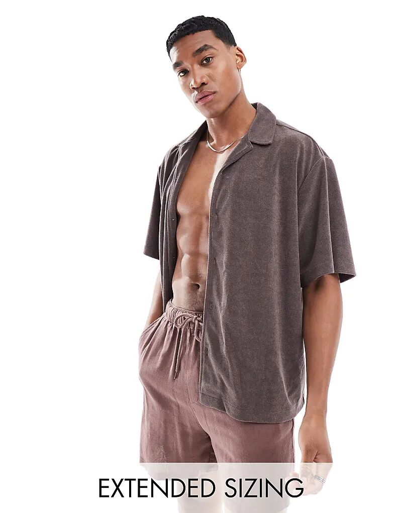 

Свободная рубашка revere toweling в сером цвете ASOS DESIGN