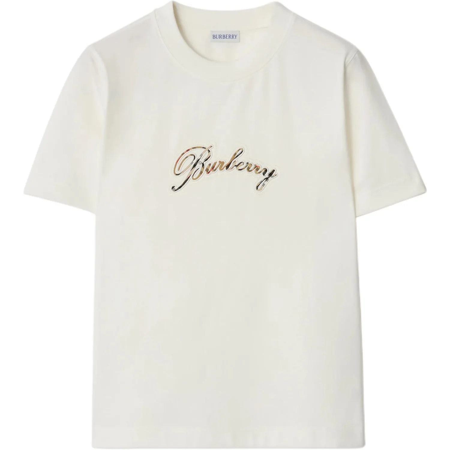 Футболка Burberry из хлопка с логотипом курсивом, Chalk White