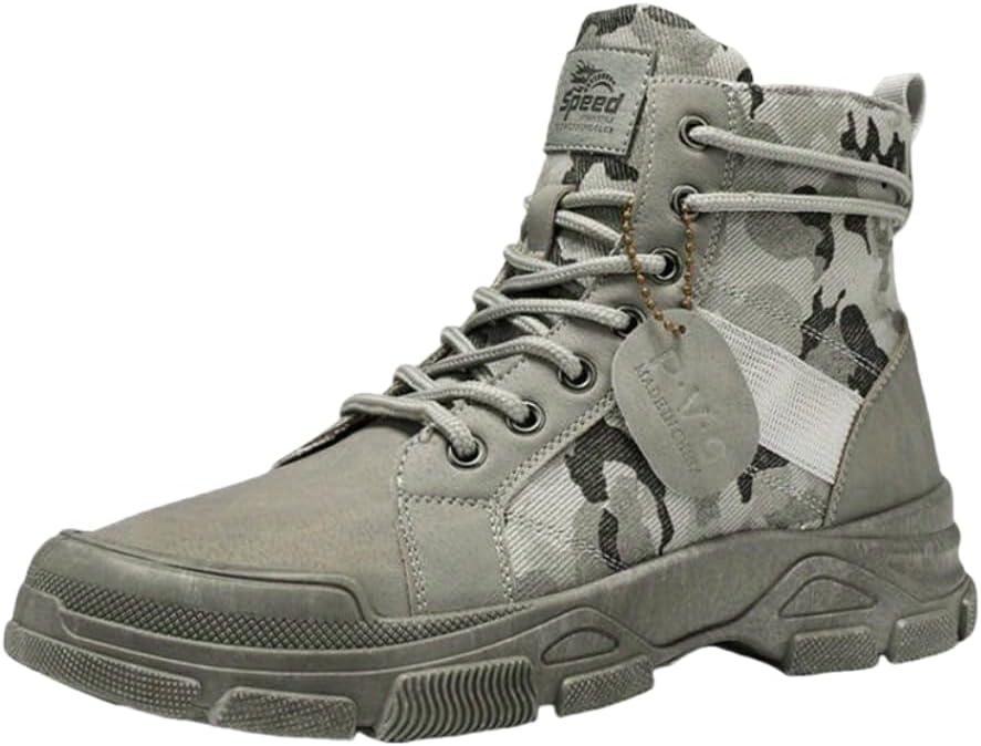 

Мужские кроссовки Hhhchpm Тактические Камуфляжные Ботинки на высокой подошве - Прочные кроссовки для тренировок и походов, серый