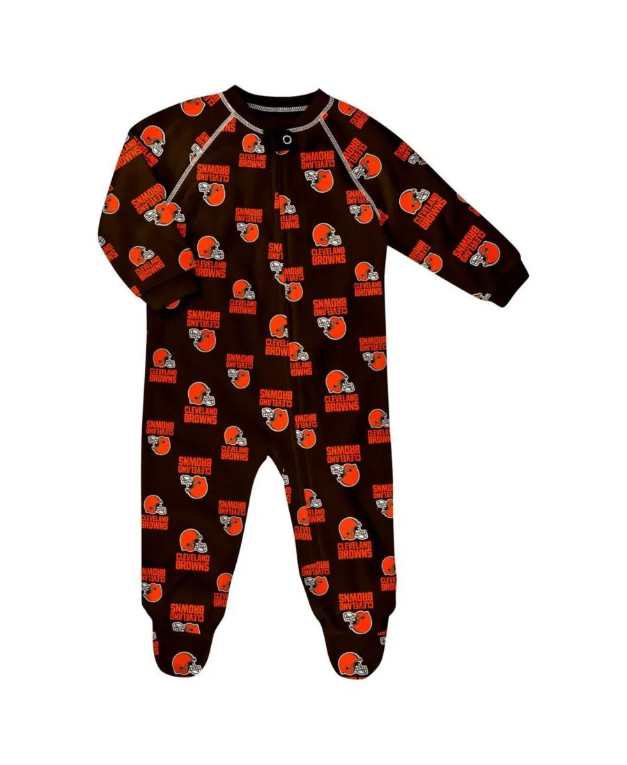 Детский комбинезон-пижама на молнии коричневого цвета с принтом Cleveland Browns Outerstuff