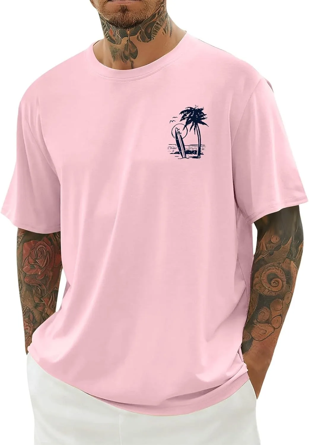 Футболка для мужчин Oversized Drop Shoulder с принтом Palm Tree