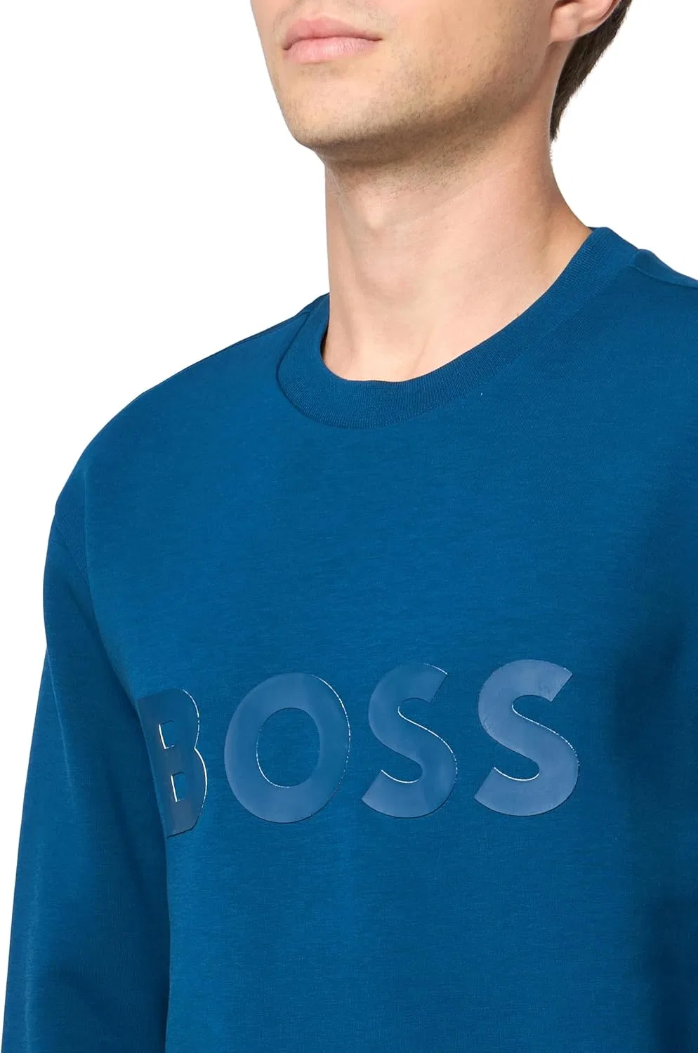 Мужская толстовка BOSS с круглым вырезом и культовым логотипом Boss, Blue Sapphire — фото 3