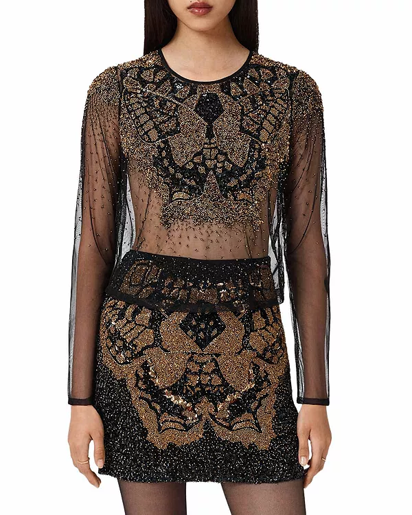 

Укороченный топ с украшениями от Греты Allsaints, черный