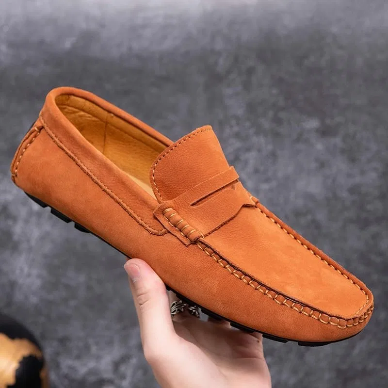 Лоферы мужские, кожа, на плоском каблуке, Brown Suede PUGHGAETZF — фото 2