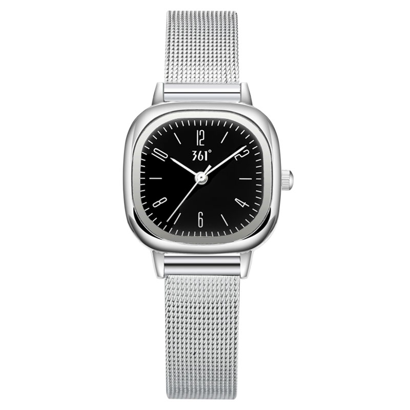 

361° Часы женские с кварцевым механизмом на металлическом ремешке, белый циферблат