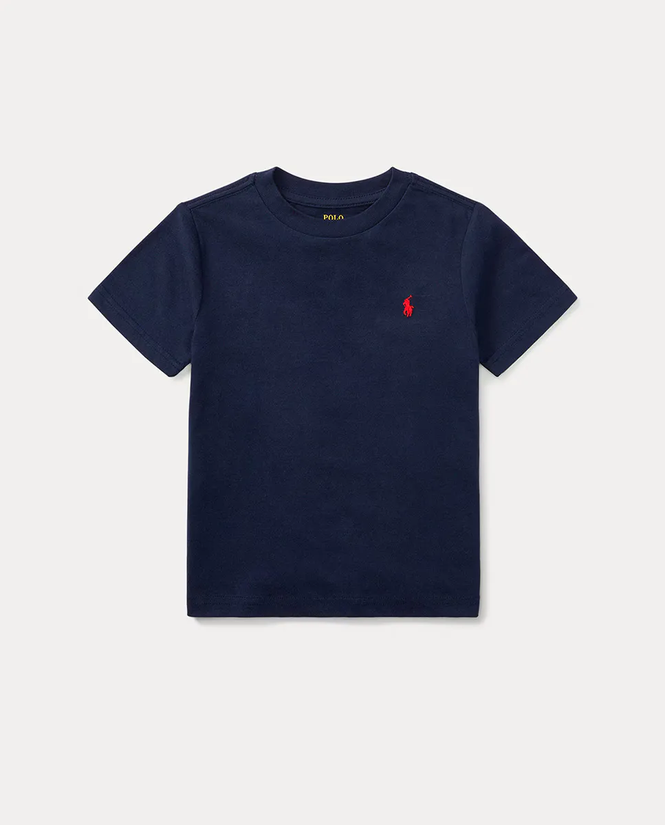 Хлопковая футболка для мальчика темно-синего цвета Polo Ralph Lauren — фото 3