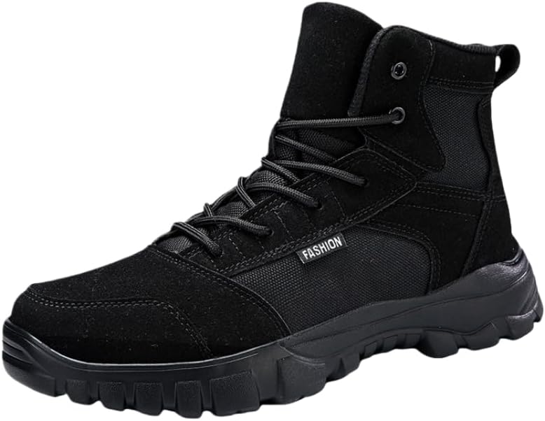 

Мужские модные короткие ботинки SPKFHD - высокие кроссовки на шнуровке для походов - удобные и легкие - подходят для альпинизма на открытом воздухе во все сезоны или для повседневного использования, черный