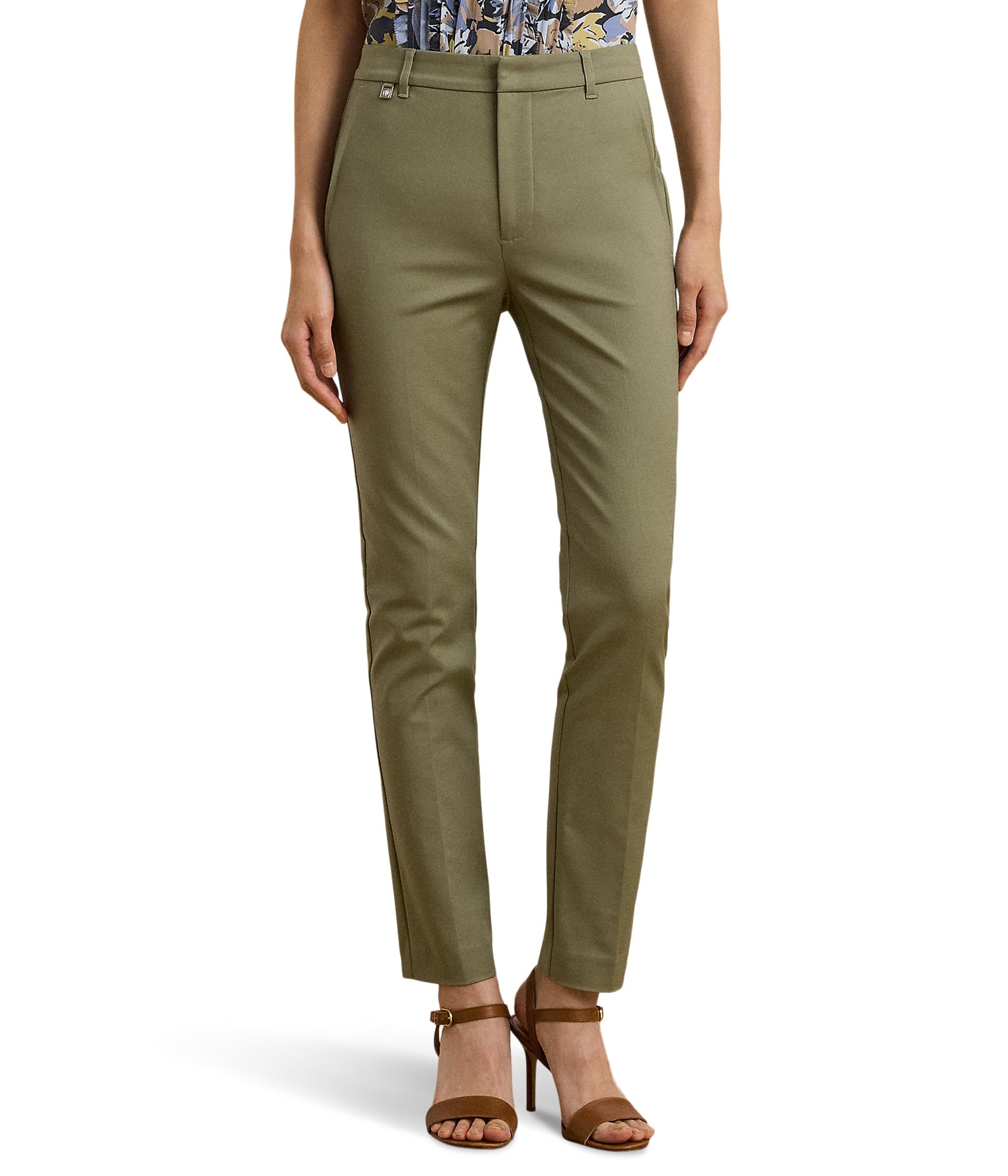 

Брюки Lauren Ralph Lauren Double-Faced Stretch Cotton Pants, цвет Sage Green