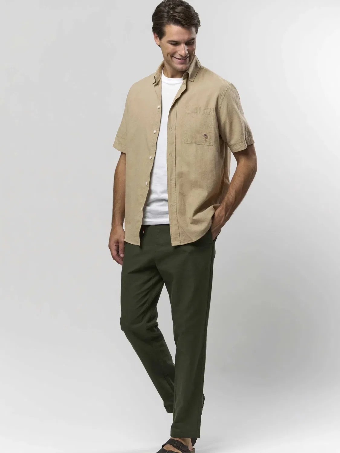 Удобная рубашка на пуговицах ' Flori Linen ' U.S. Polo Assn., Beige — фото 3