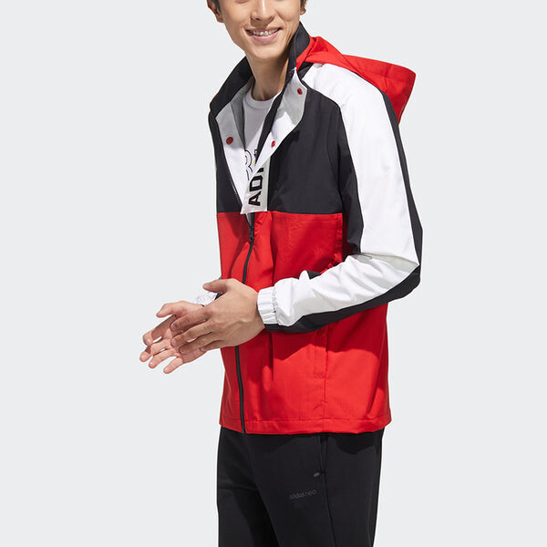 Куртка adidas neo hooded Zipper Colorblock Sports Jacket Red, красный — фото 4