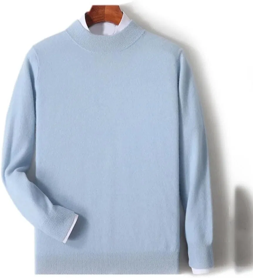 Мужской однотонный длинный рукав круглый вырез деловой шерстяной свитер повседневный уличный свободный вязаный пуловер Generic, 1115 — фото 3