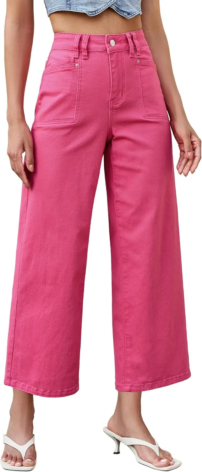 

Luvamia широкие укороченные джинсы с накладными карманами