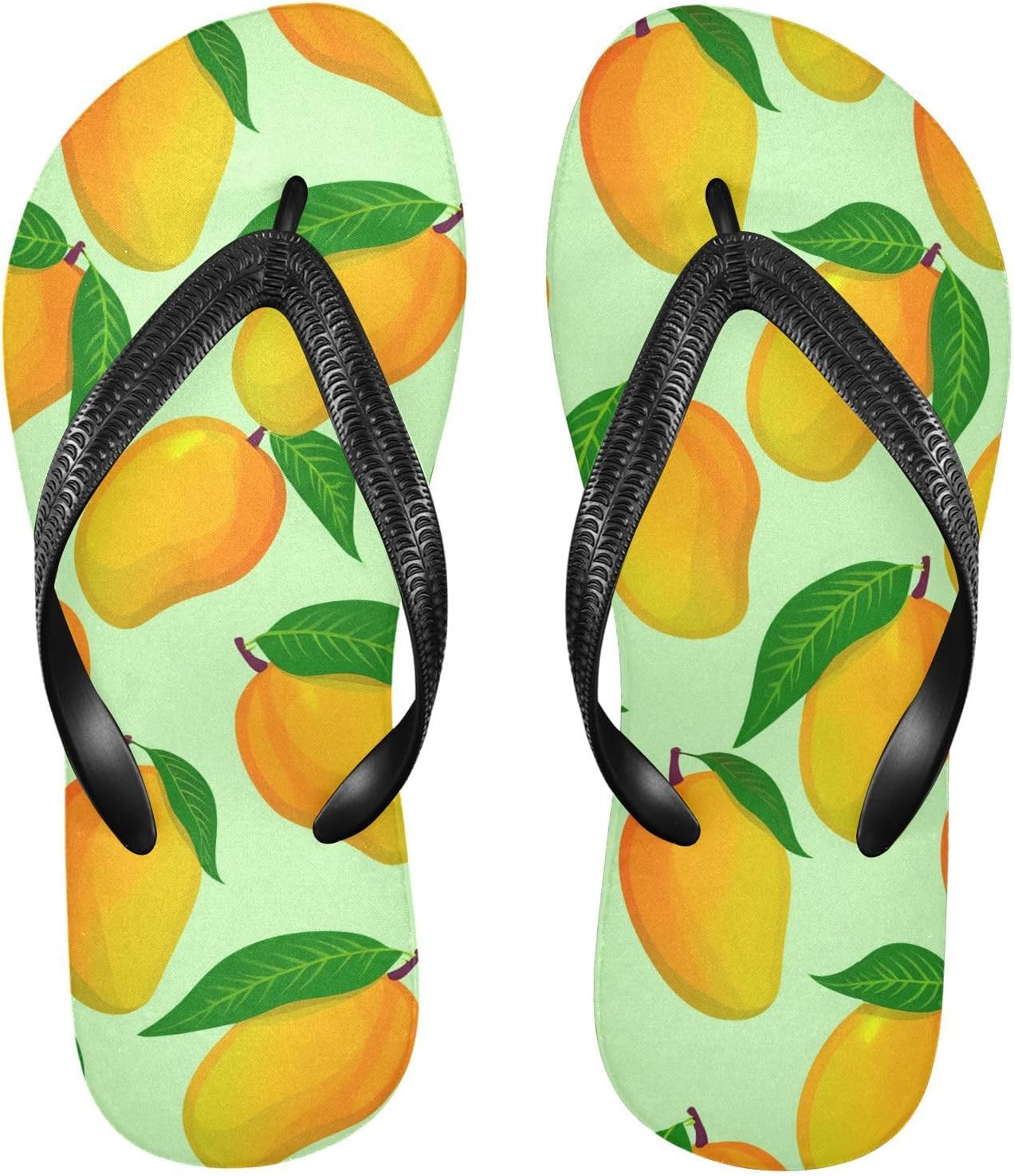 

Мужские и женские пляжные шлепанцы из резины с зелеными листьями манго, нескользящие летние тапочки для прогулок Sinestour