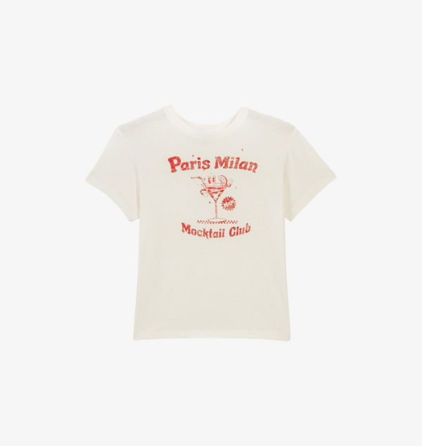 

Футболка из хлопкового джерси с текстовым принтом Paris Milan Maje, цвет blanc