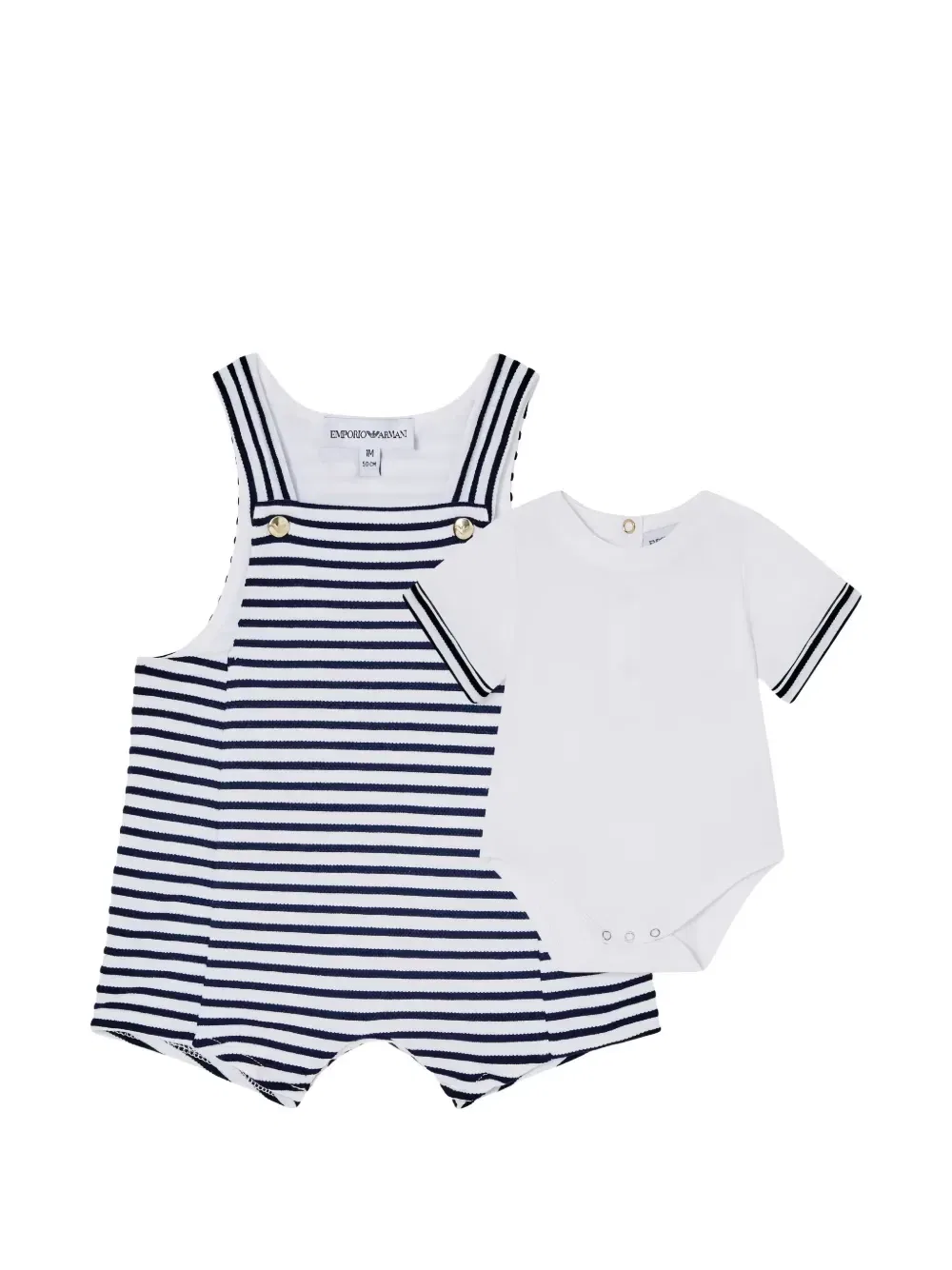 Комплект из полосатого ромпера и футболки Emporio Armani Kids, синий