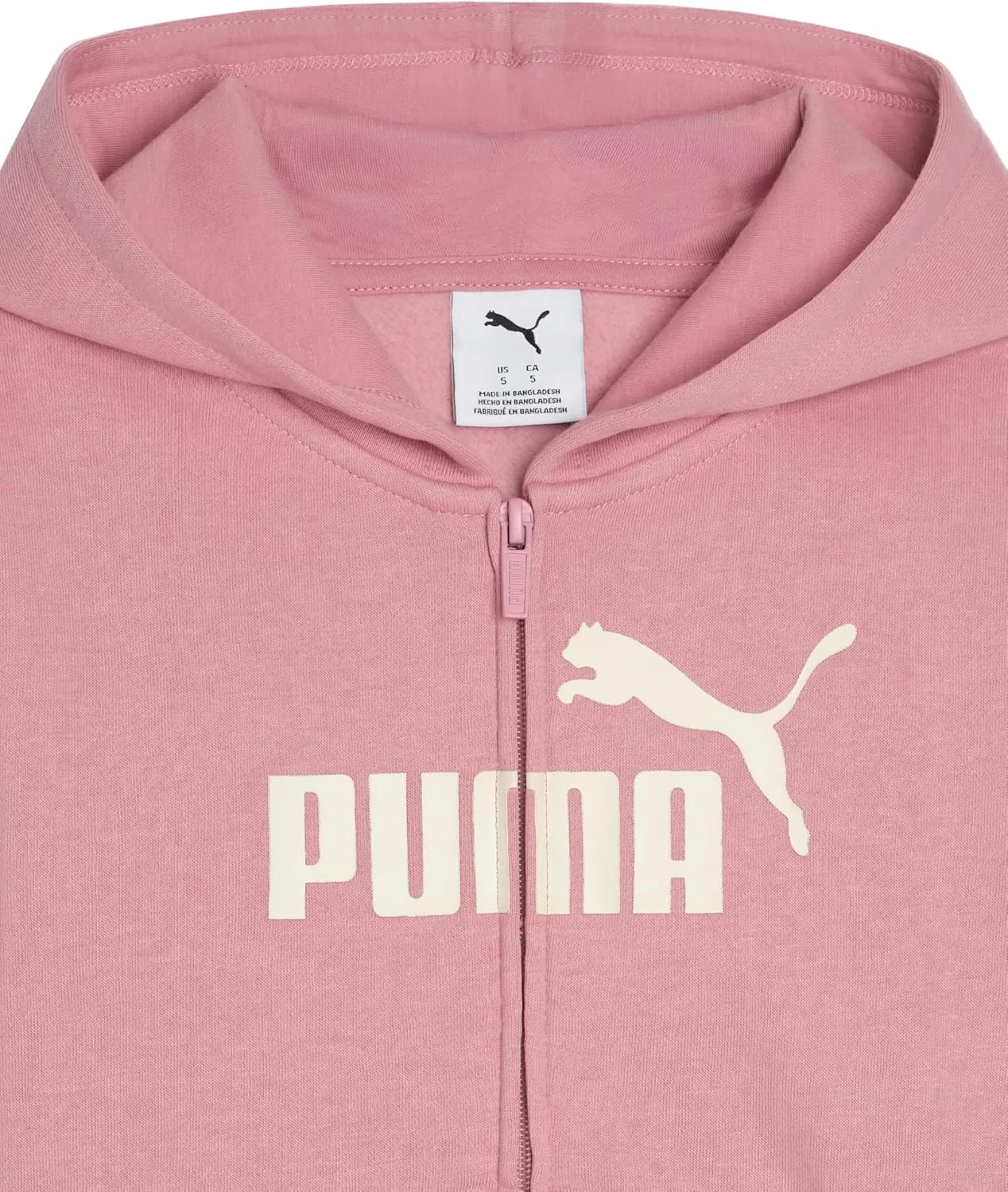 Детская худи на молнии, с логотипом, PUMA, Poised Pink — фото 3