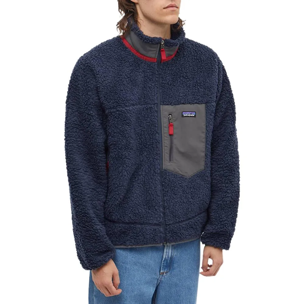 Куртка с контрастными карманами из искусственной овчины Patagonia, Marine Blue & Wax Red/NEWA