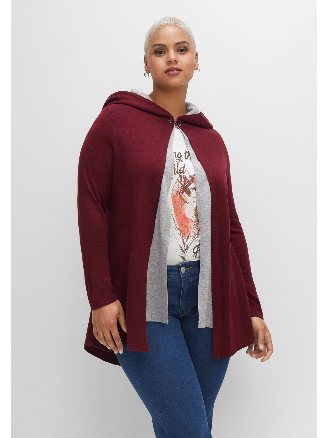 

Кардиган sheego by Joe Browns Longstrickjacke, цвет weinrot