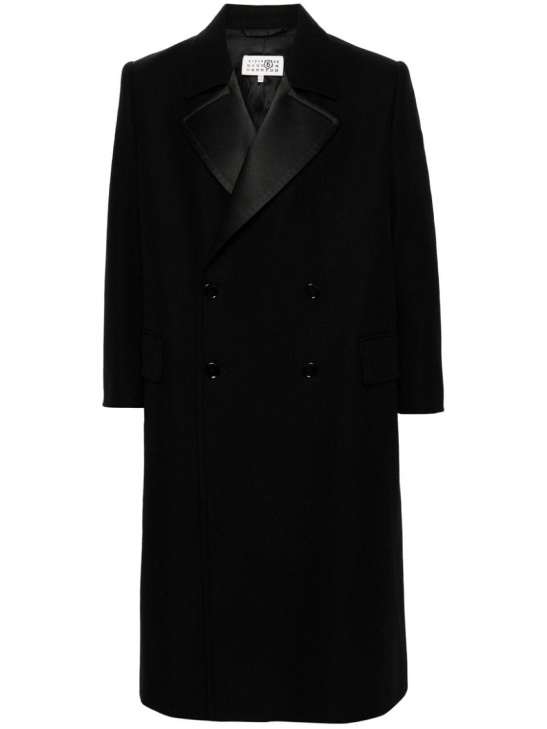 

MM6 Maison Margiela контрастные лацканы двубортное пальто, черный