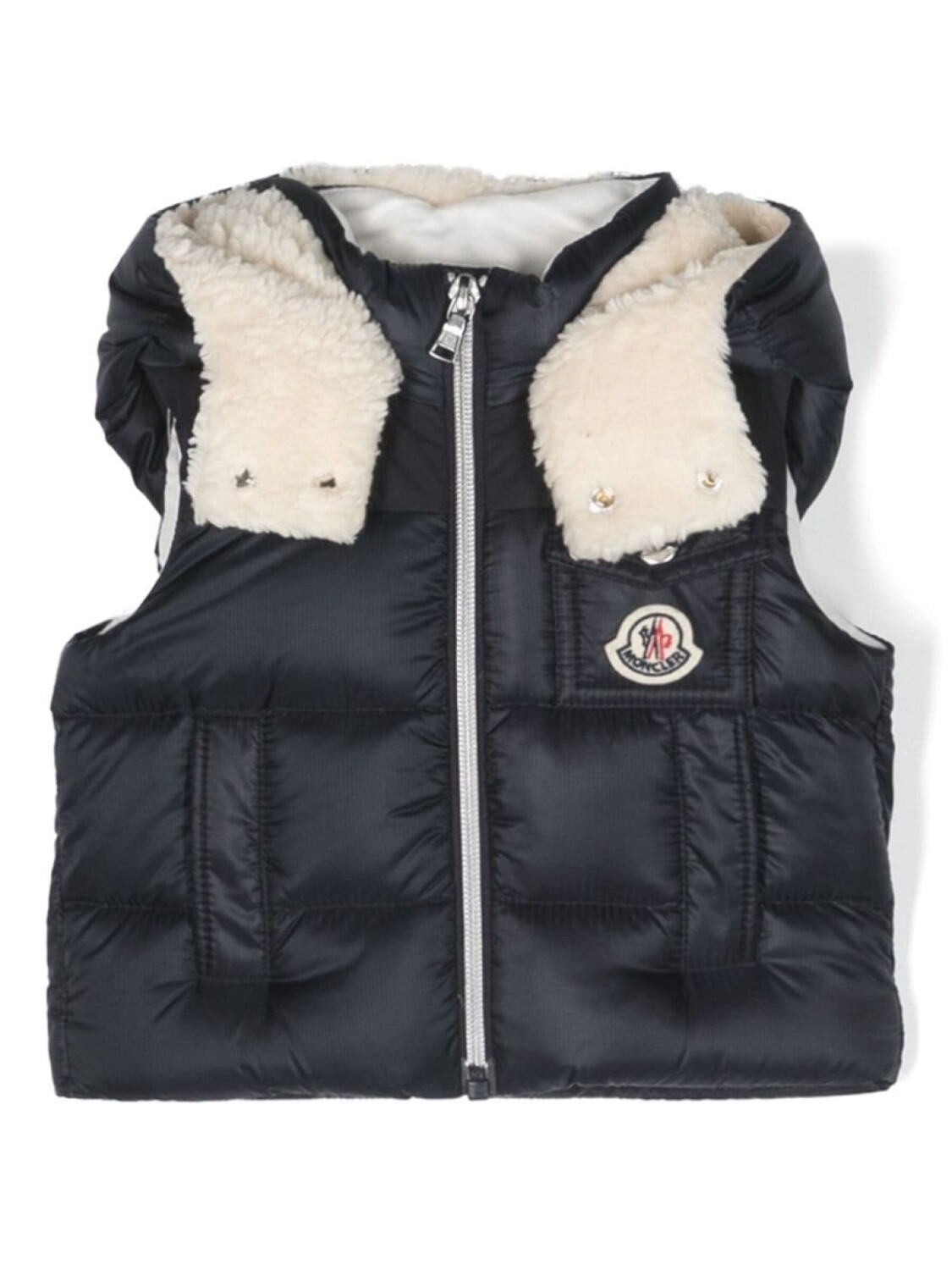 

Moncler Enfant дутый жилет с нашивкой-логотипом, синий