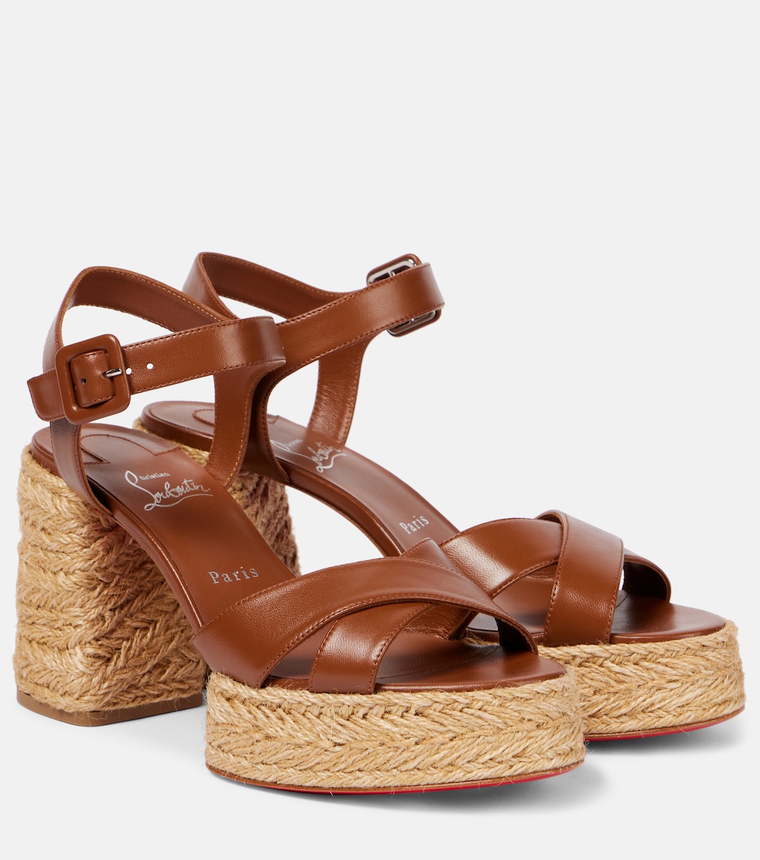 Калякала 85 кожаные эспадрильи-сандалии Christian Louboutin, Cuoio/Lin Cuoio