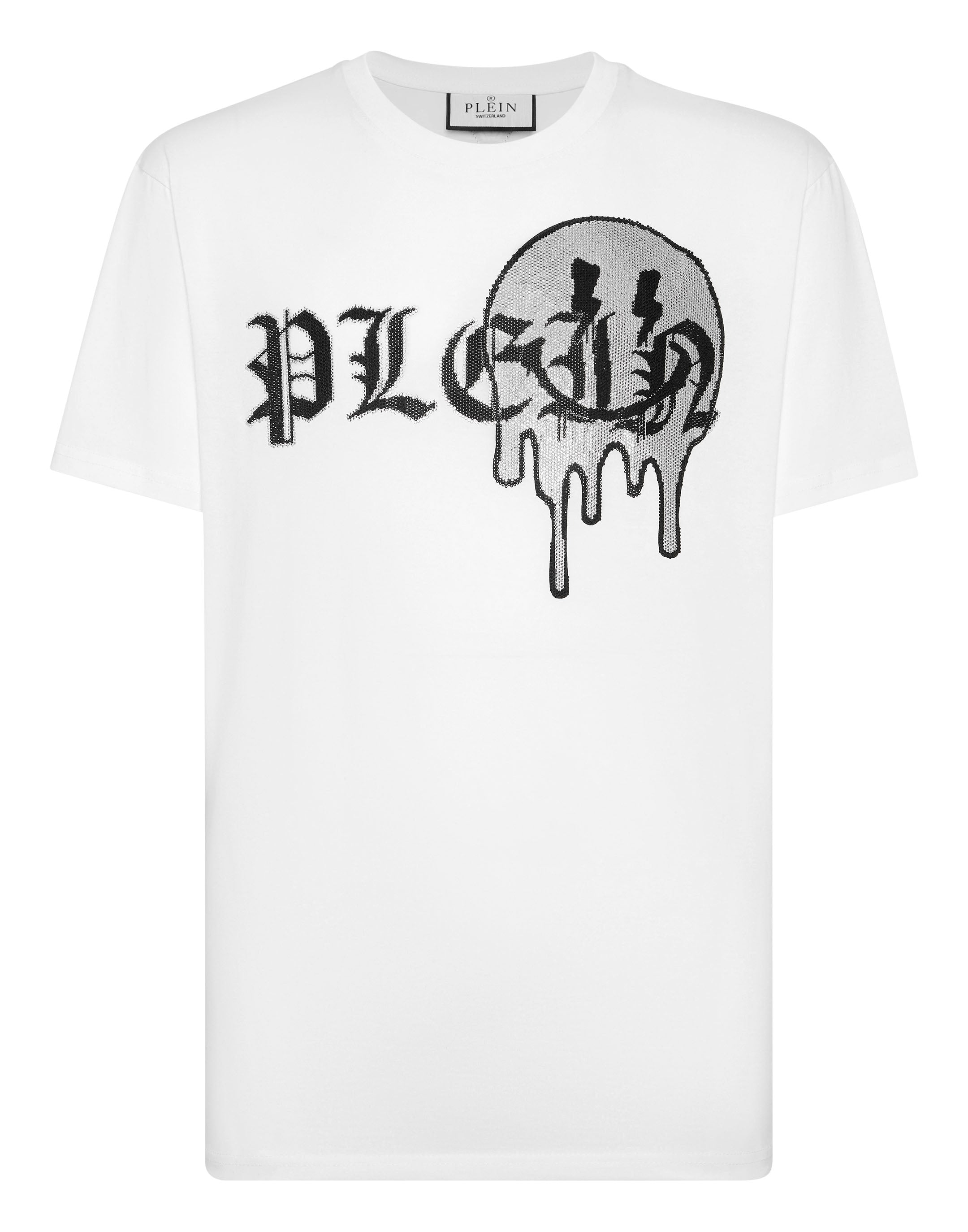 

Футболка с круглым вырезом SS со стразами Улыбка PHILIPP PLEIN, белый