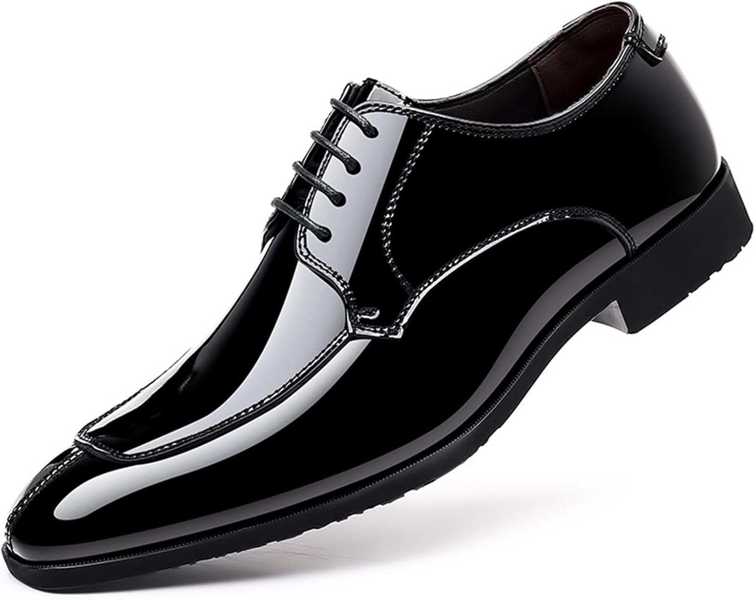 

Мужские классические формальные оксфорды KYOESCAI с шнуровкой, из блестящей лакированной кожи, для делового костюма, свадьбы или смокинга, черный