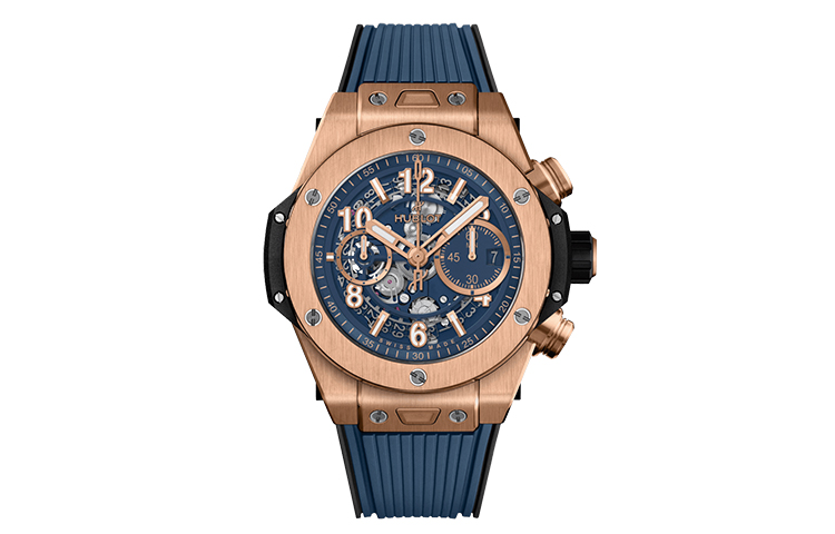 

HUBLOT Большие часы с автоматическим механическим механизмом для мужчин, циферблат 44 мм синий, корпус из 18-каратного королевского золота, ремешок из резины
