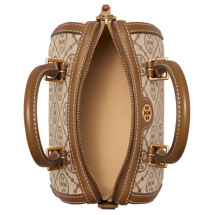 

Футболка с монограммой из ткани и кожи Бостонская сумка через плечо миниатюрная женская лесной орех коричневый TORY BURCH