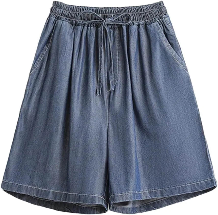 Шорты женские с широкой штаниной, на эластичном поясе, Solid Color, 1