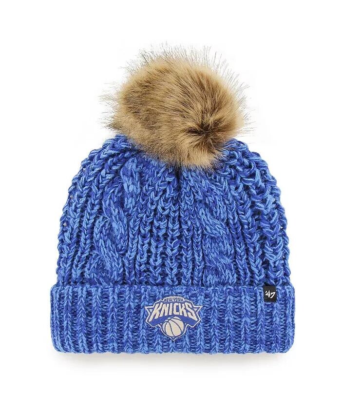 

Женская синяя вязаная шапка New York Knicks Meeko с манжетами и помпоном '47 Brand