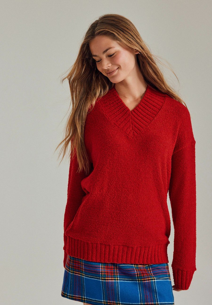 Джемпер Next FLUFFY COSY V-NECK LONGSLEEVE, Cherry Red/Red