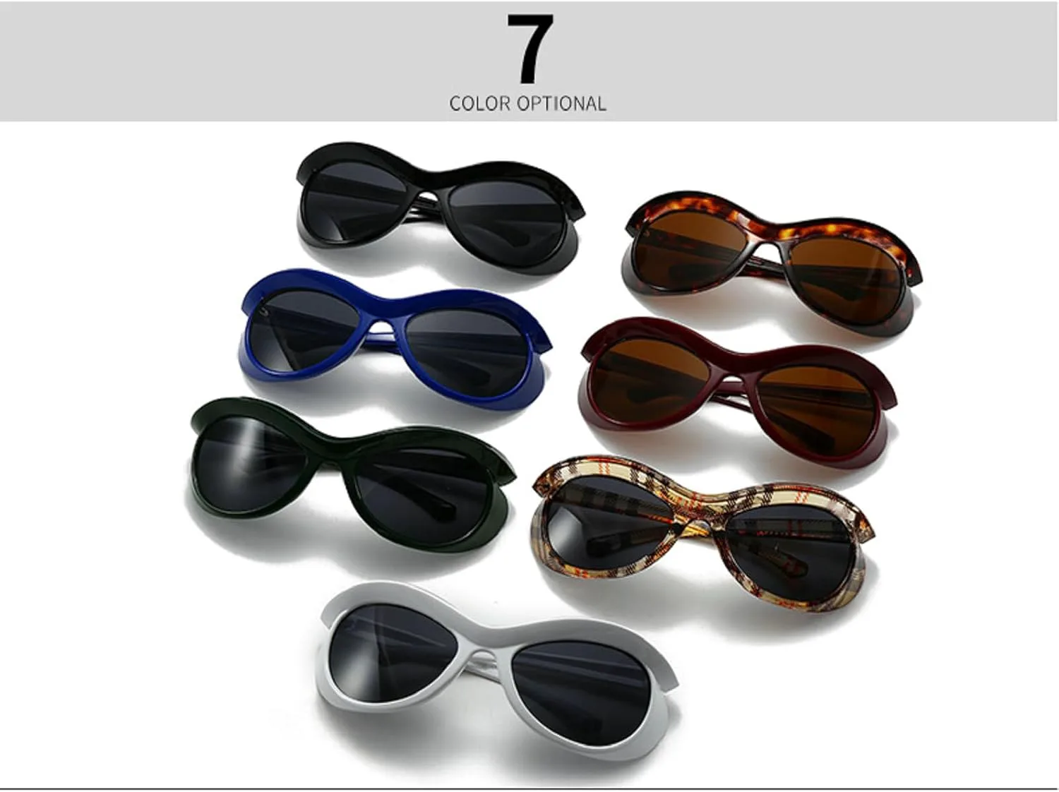 

Футуристические солнцезащитные очки обтекаемой формы с большими изогнутыми линзами, защита от ультрафиолета UV400 (Y2K) для женщин и мужчин, модель LH245 Melrose, Red