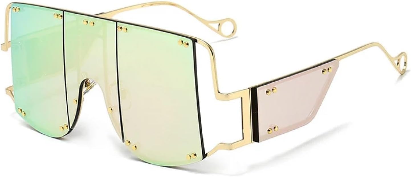 

Роскошные модные солнцезащитные очки в панк-стиле с большой оправой для женщин и мужчин, винтажные, популярные, для путешествий, увеличенного размера, в стиле стимпанк, с защитой от УФ-излучения UV400 TYUVIVO, Mirror Pink