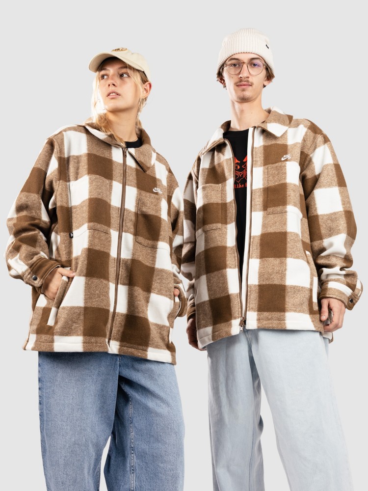 

Рубашка Nike SB Essntl Strtdymrn Shckt Hemd, sail/mosswood brown/white